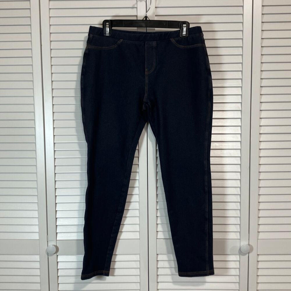 Blue Dark Wash Mid Rise High Stretch Denim Jeggings Women L